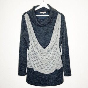 Altar'd State Cowl Neck Charcoal Sweater Tunic Sz M
